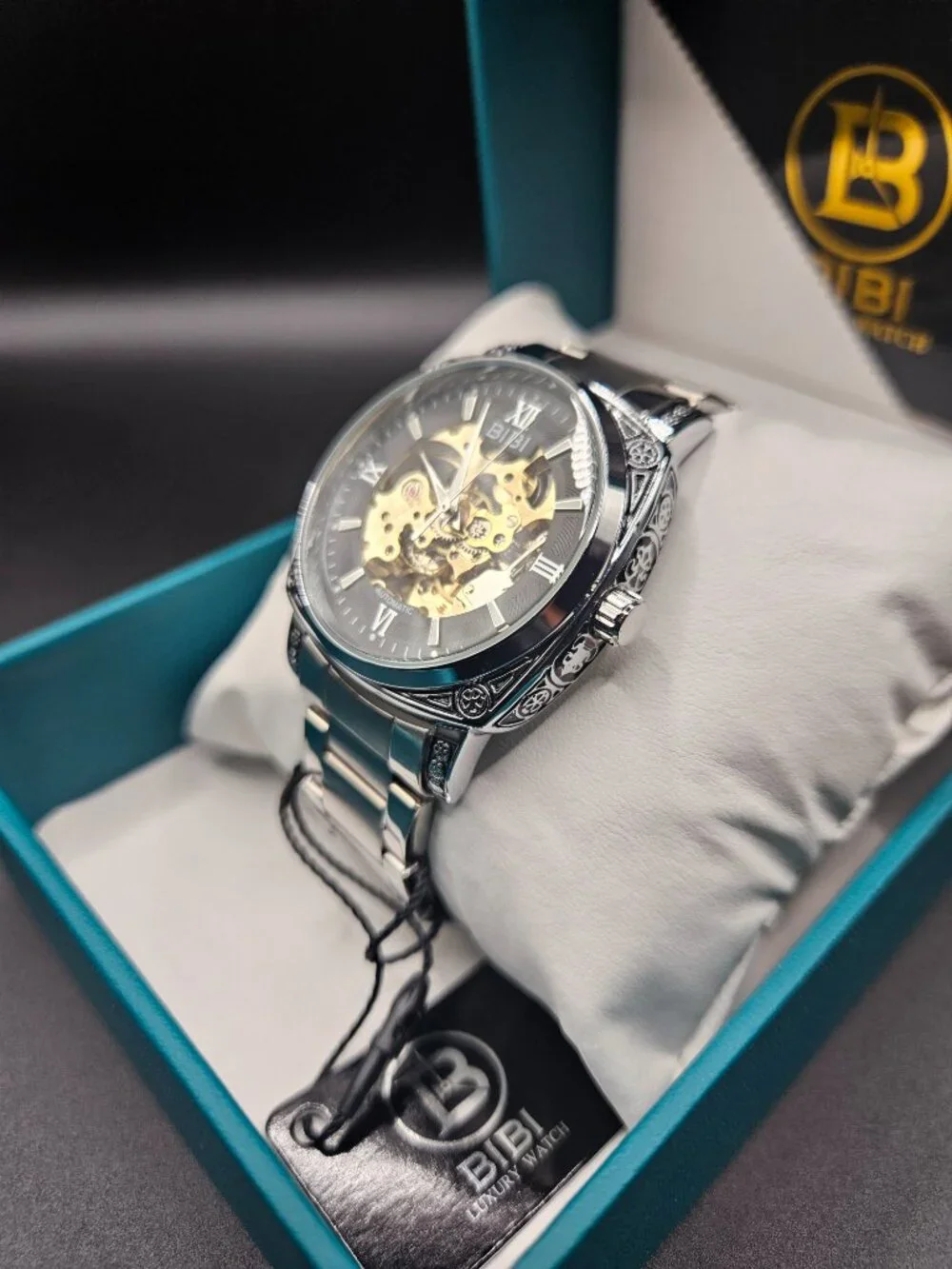 BIBI Automatic Mechanical Skeleton Watch Stainless Steel